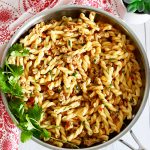 Tri-Pepper Turkey Pasta full photo in skillet