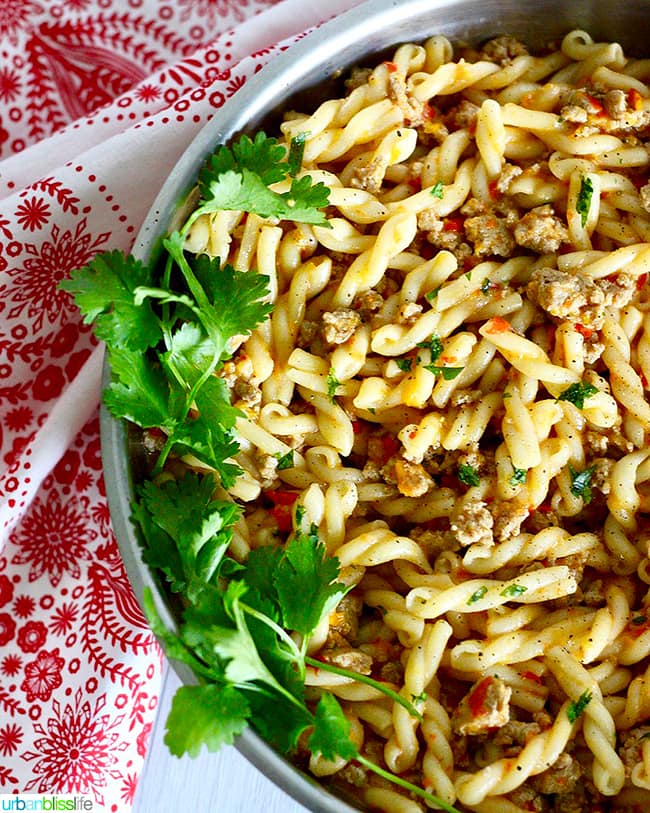 Tri-Pepper Turkey Pasta in pan