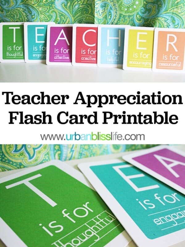 Teacher Appreciation Printable Flash Cards