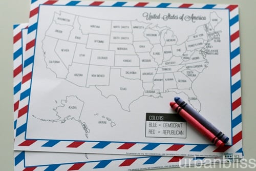Election Night Coloring Map Free Printable Election Night Coloring Map by Urban Bliss