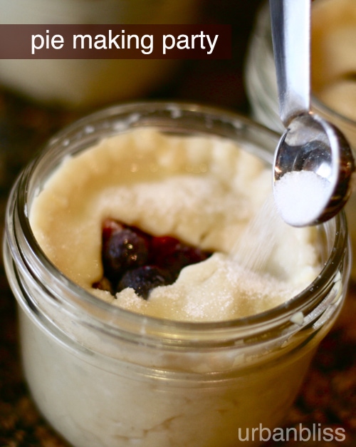 mini berry pies in a jar pie making party