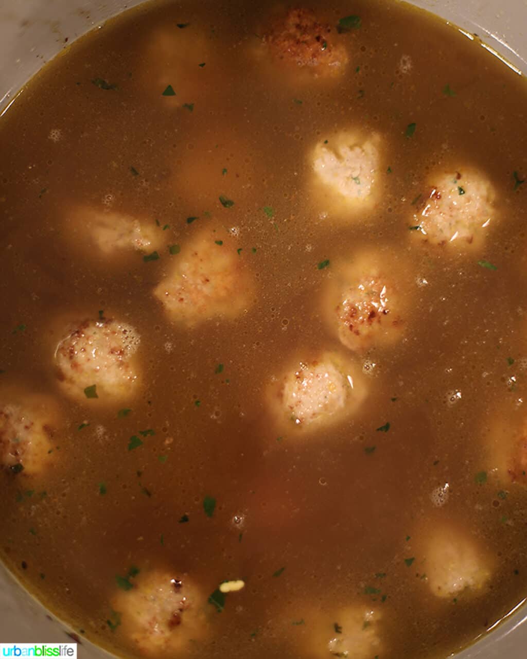 meatballs covered in broth in the instant pot