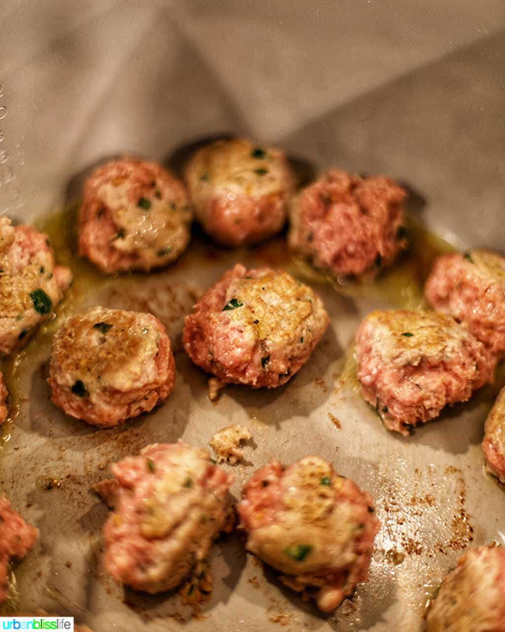 meatballs sautéing in the Ninja Foodi electric Pressure cooker multicooker