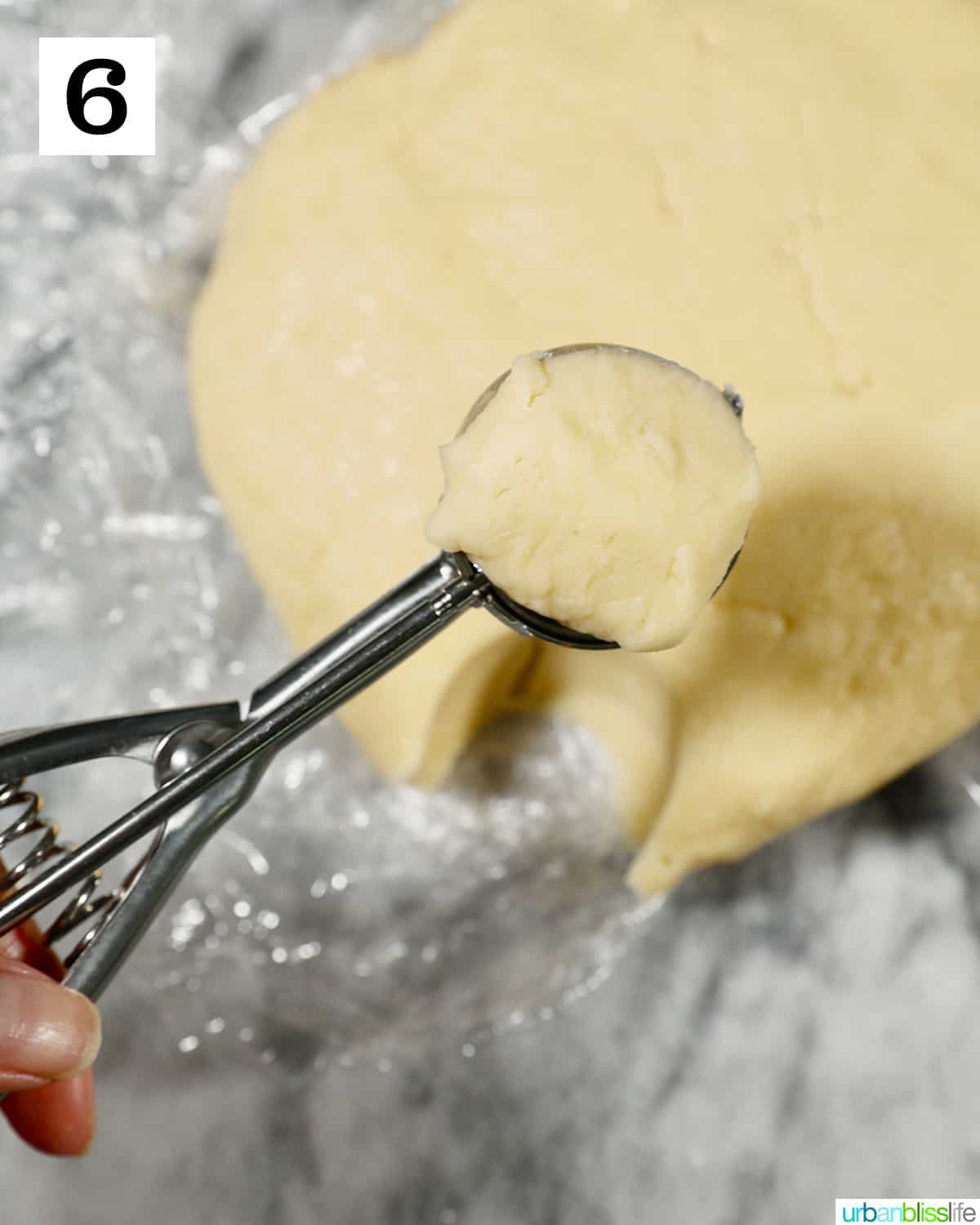 scooping out chilled cookie dough.