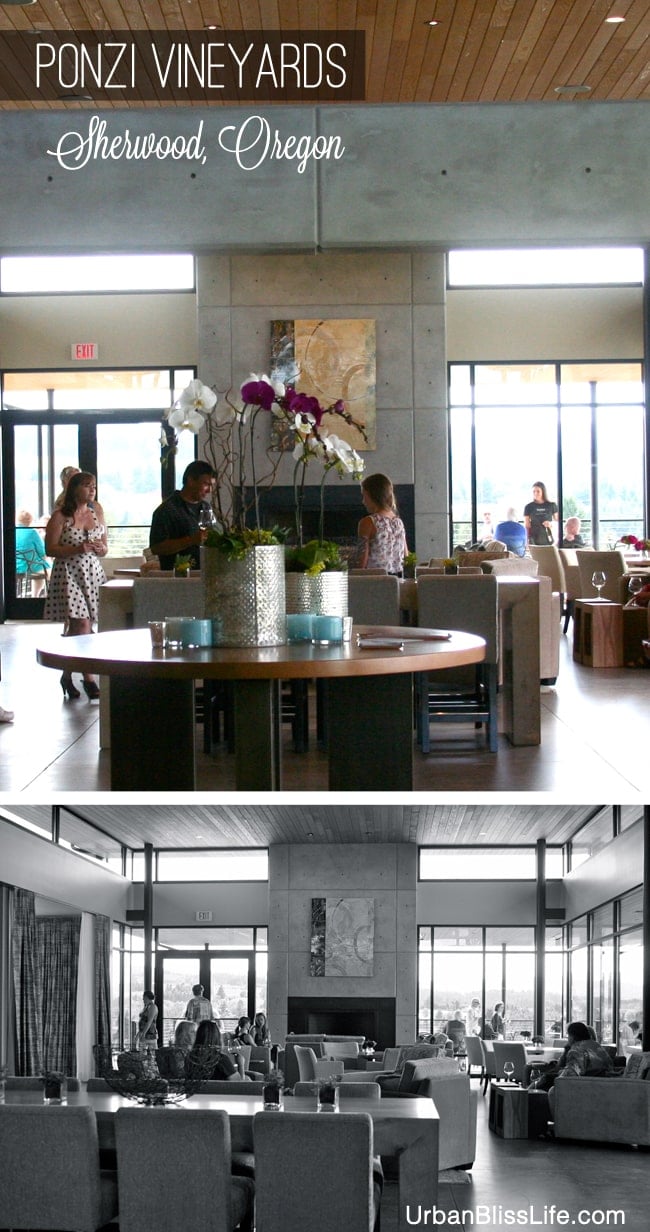Ponzi Winery in Sherwood, Oregon. Interior of tasting room.