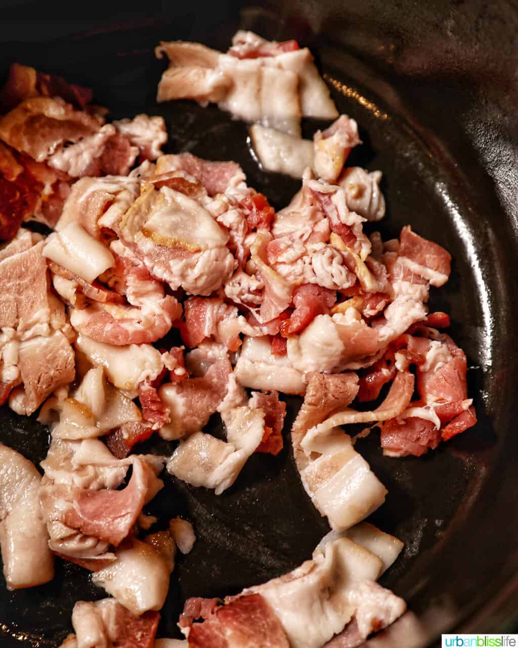 cooking bacon in a pot