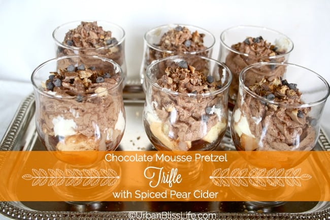 Chocolate Mousse Pretzel Trifle with Spiced Pear Cider - set