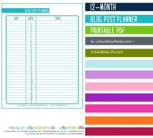 Blog Post Planner by UrbanBlissMedia.com