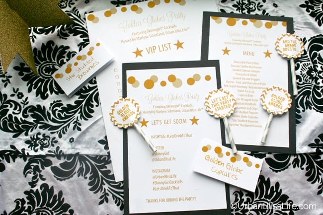 Golden Globe Awards Party Printables by ยฉUrban Bliss
