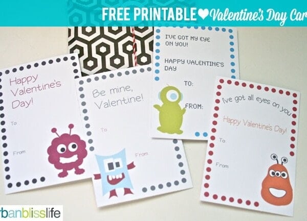 Silly Monster Valentine's Day Card Printables