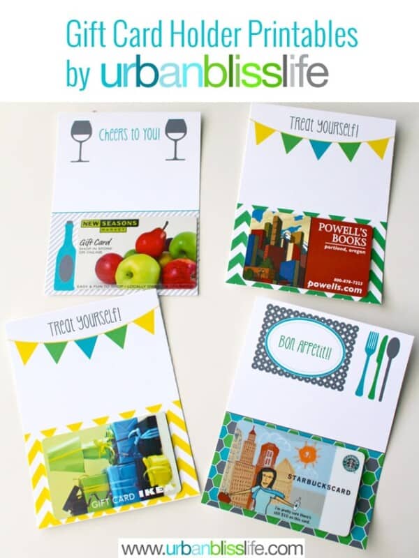 Gift Card Holder Printables by Urban Bliss Media