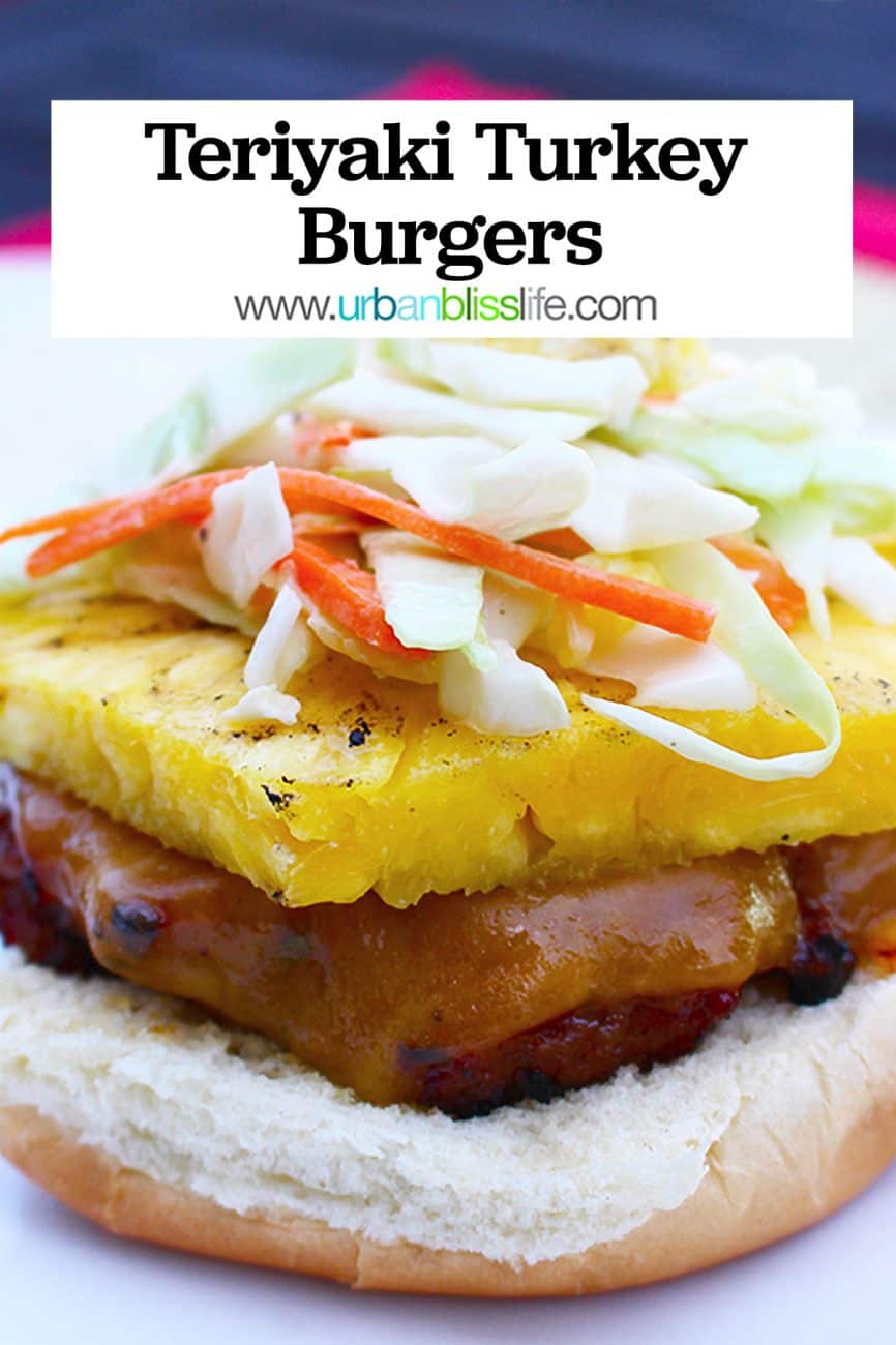main graphic for teriyaki turkey burger with asian pineapple slaw