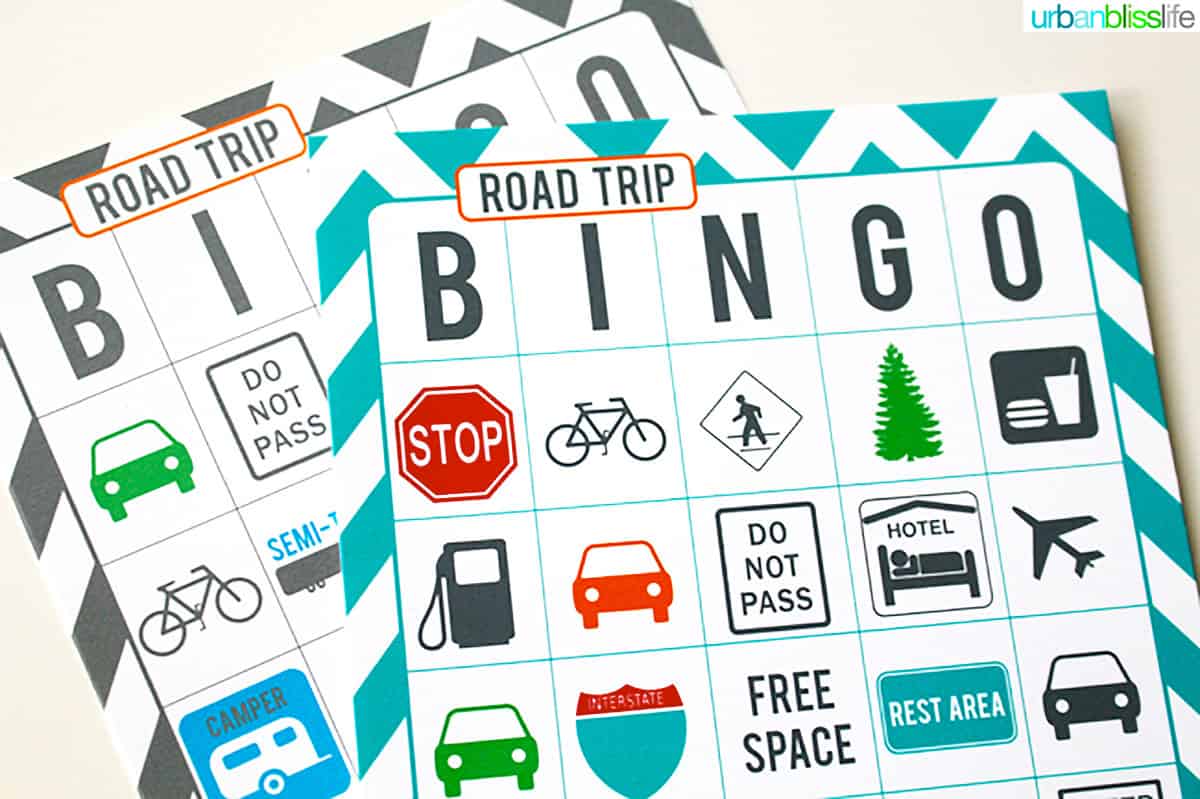 Road trip printable bingo cards