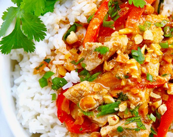 close up of thai peanut curry recipe