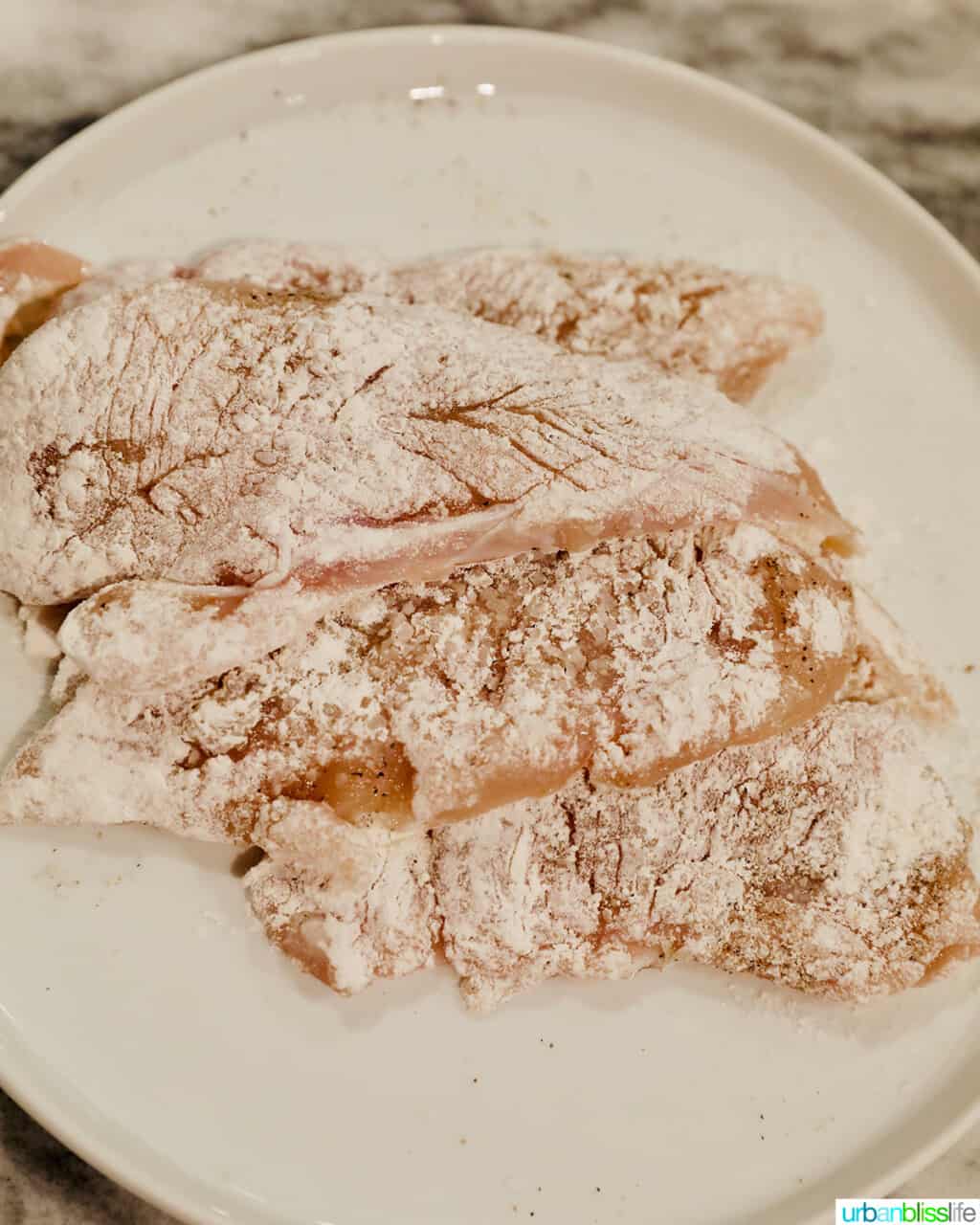 dredge chicken in flour