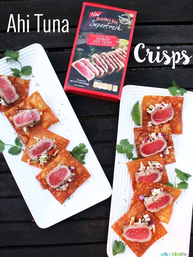Ahi Tuna Crisps on two white plates