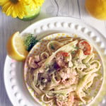 Shrimp Fettucine with Creamy Avocado Sauce recipe on UrbanBlissLife.com