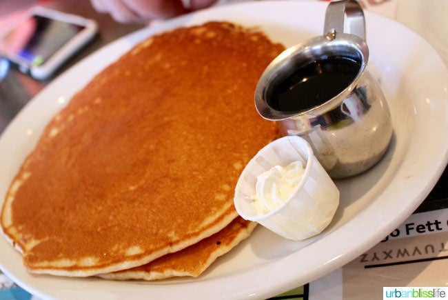 pancakes at Floyd's Diner in Victoria British Columbia, Canada.