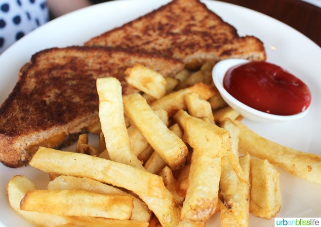 grilled cheese and fries at Lure Restaurant in Victoria British Columbia, Canada.