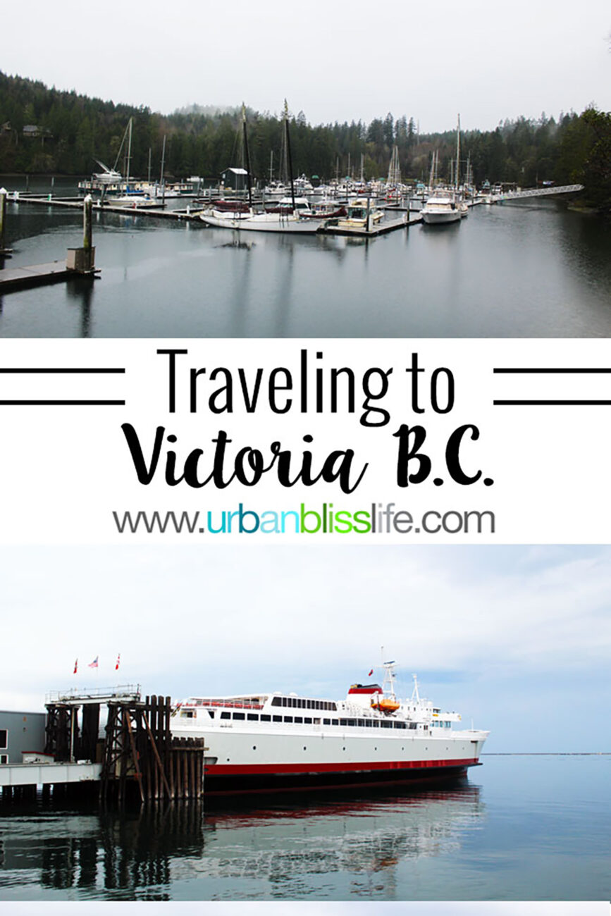 traveling to victoria bc with text overlay