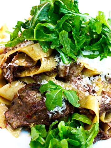 tagliatelle pasta with steak at at Cactus Club Cafe Coal Harbour Vancouver BC.