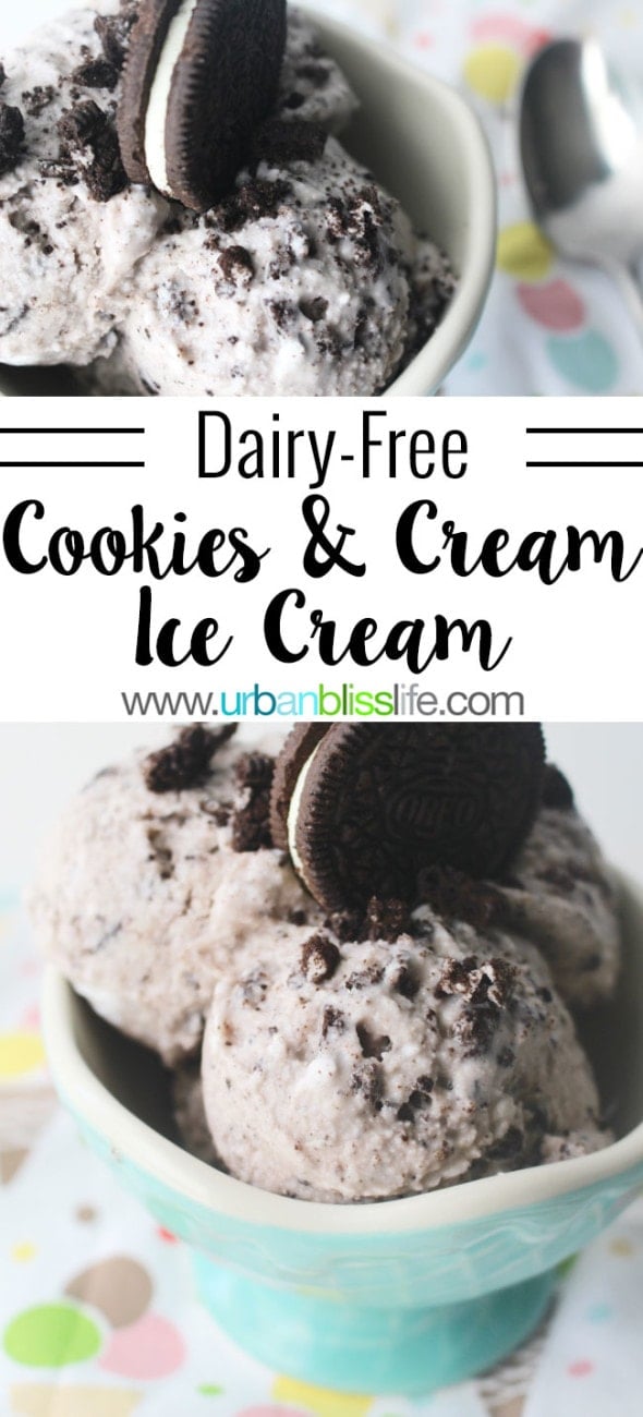 Dairy-Free Cookies and Cream Ice Cream recipe on UrbanBlissLife.com