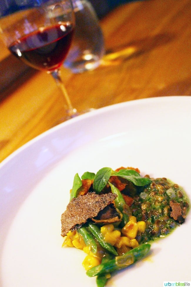 grains, mushrooms and corn at Farm Spirit in Portland, Oregon