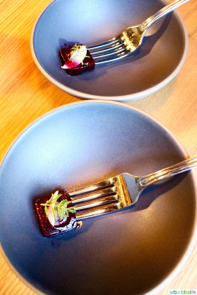 roast beet, fermented fennel and marigold at Farm Spirit in Portland, Oregon