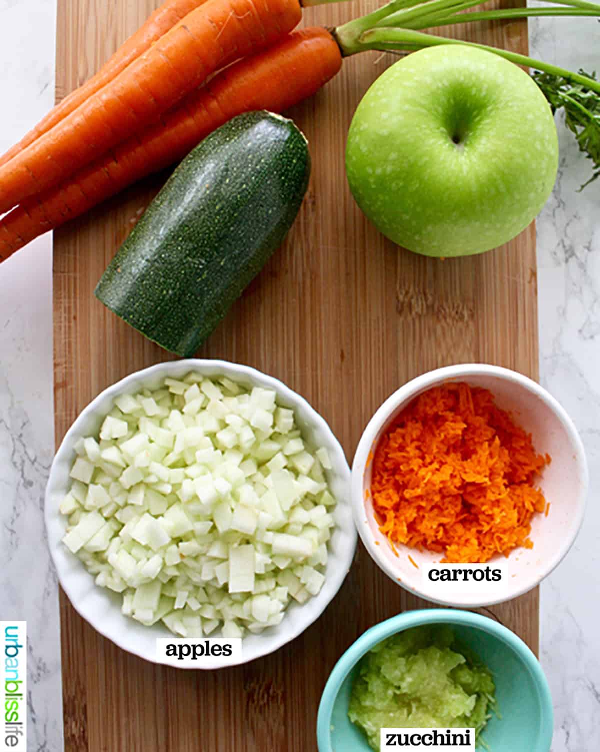 ingredients to make Cinnamon Streusel Muffins on a cutting board.