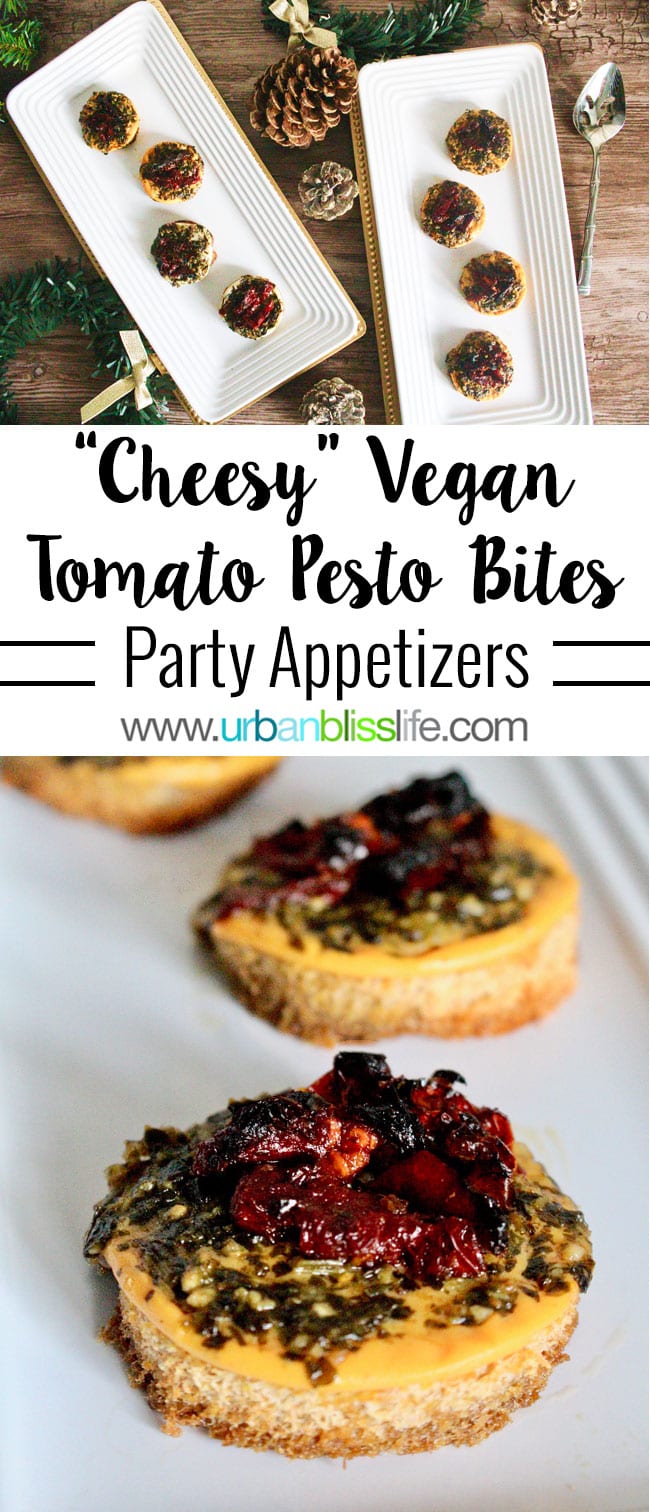 "Cheesy" Vegan Tomato Pesto Bites recipe and Daiya Giveaway on UrbanBlissLife.com