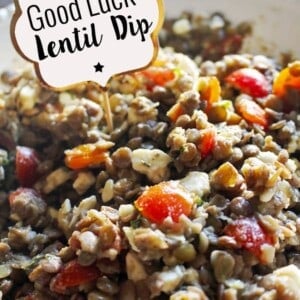 Good Luck Lentil Dip Recipe is hearty and delicious! Recipe on UrbanBlissLife.com