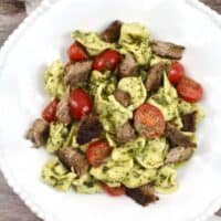 Easy and Delicious Steak Pesto Tortellini recipe on UrbanBlissLife.com