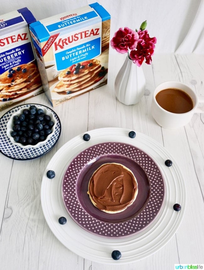 Chocolate Pancake Cake Stacks with Dairy-Free Chocolate Frosting recipe on UrbanBlissLife.com