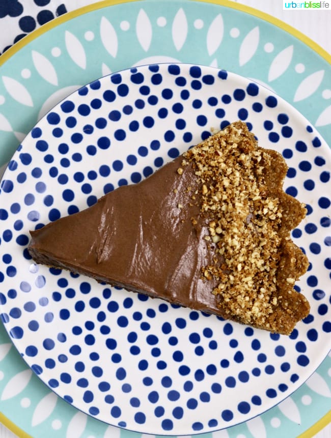 Decadent Delicious Hazelnut Chocolate Pie recipe on UrbanBlissLife.com