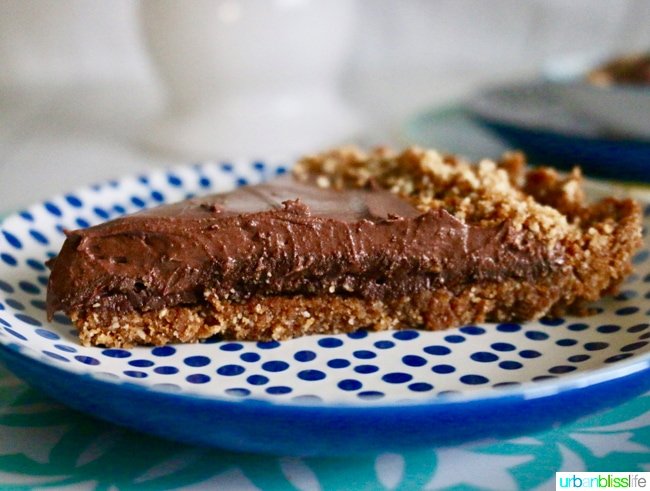 Decadent Delicious Hazelnut Chocolate Pie recipe on UrbanBlissLife.com