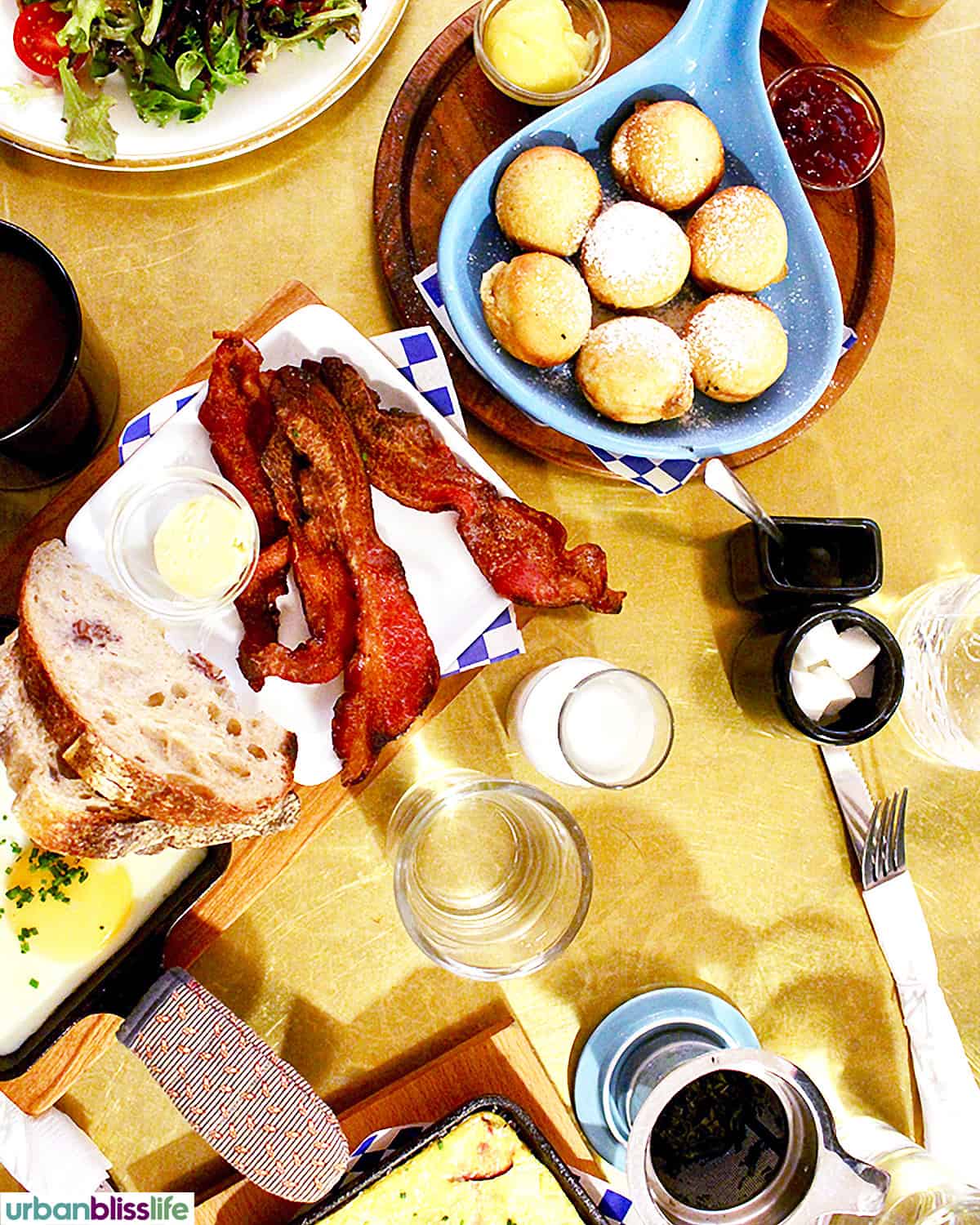 brunch table setting at Broder Ost in Hood River, Oregon.