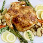 Easy Lemon Herb Roast Chicken with roasted vegetables, recipe on UrbanBlissLife.com