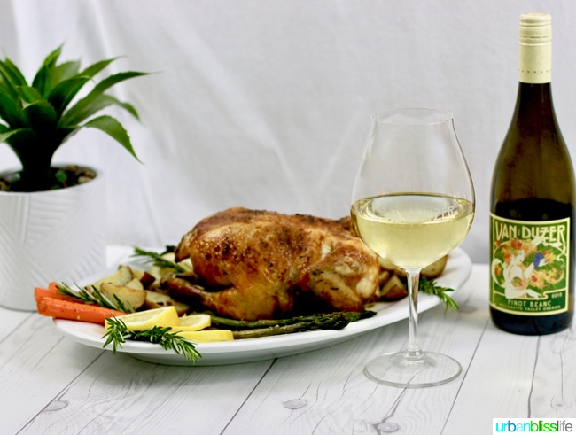 white wine and roast chicken
