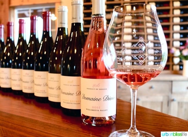 Domaine Divio wine bottles winery in newberg
