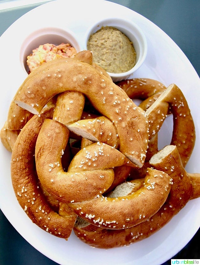 Pretzel and pimento cheese at Altabira Tavern Portland 