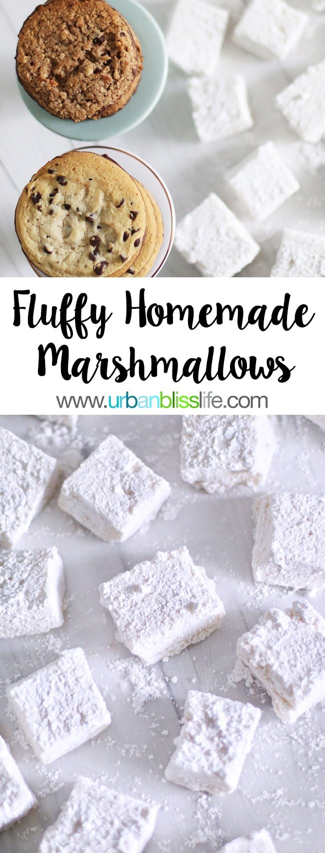 Fluffy Homemade Marshmallows recipe on UrbanBlissLife.com