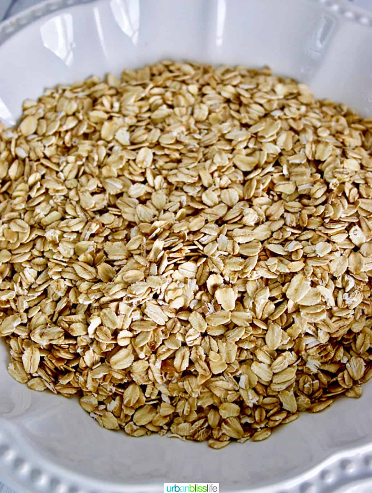 bowl of oats to make granola.
