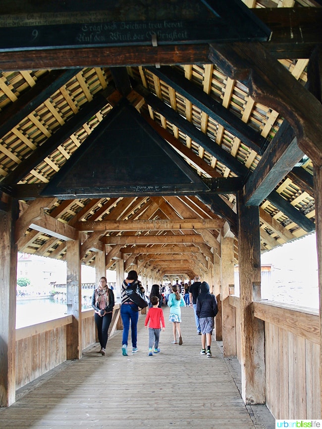 inside the kapellbrucke in lucerne