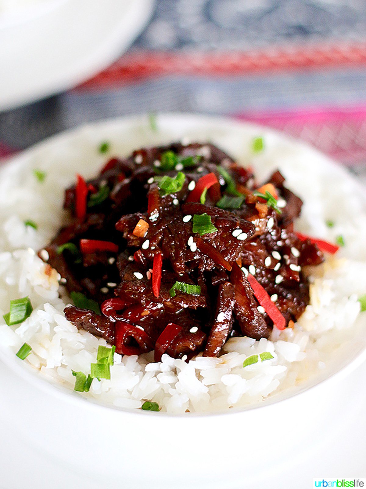 mongolian beef in a bowl of rice