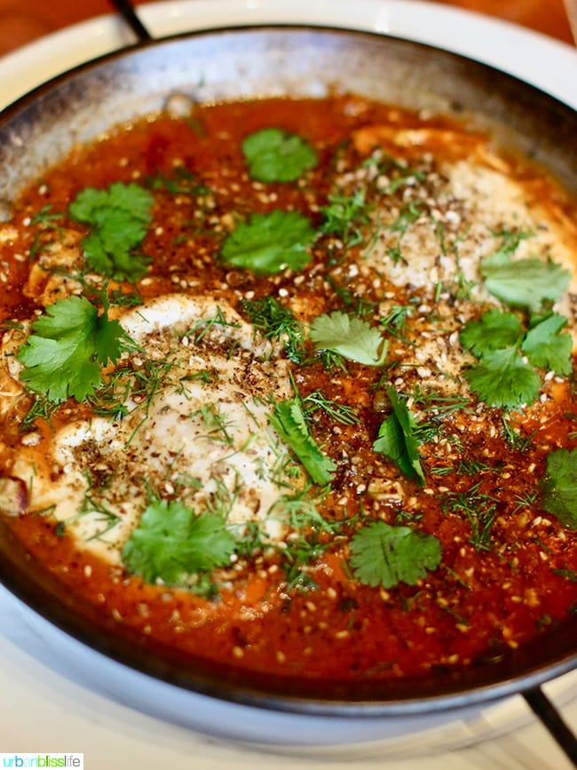 shakshuka at Ray restaurant, Israeli cuisine in Portland, Oregon. Restaurant review on UrbanBlissLife.com
