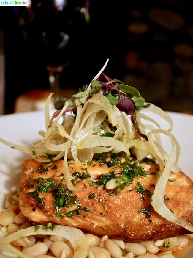 Skamania Lodge Washington salmon dinner. Travel stories & hotel reviews on UrbanBlissLife.com