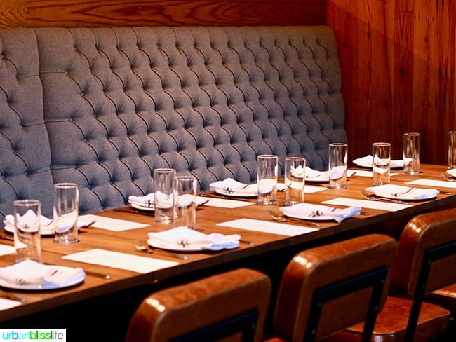 seating at Tanner Creek Tavern Portland, Oregonrestaurant review on UrbanBlissLife.com.