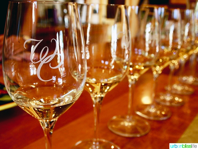 wine glasses at Wooldridge Creek Winery Grants Pass, Oregon Applegate Valley wine tasting and tour, on UrbanBlissLIfe.com