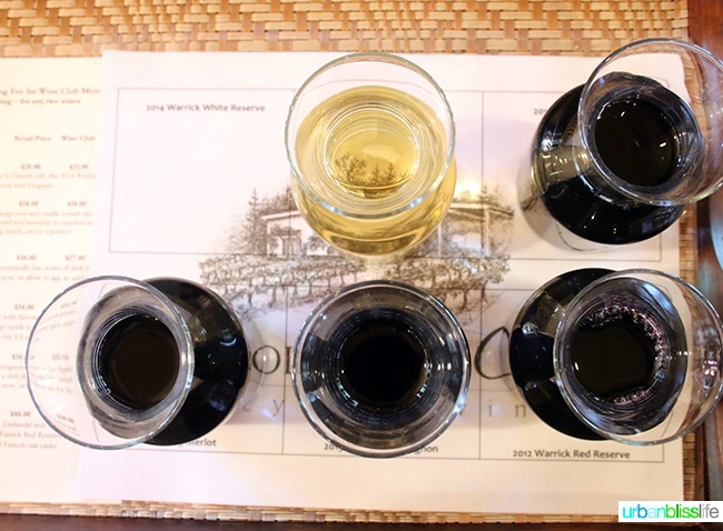 wine tasting tray at Wooldridge Creek Winery Grants Pass, Oregon Applegate Valley wine tasting and tour, on UrbanBlissLIfe.com