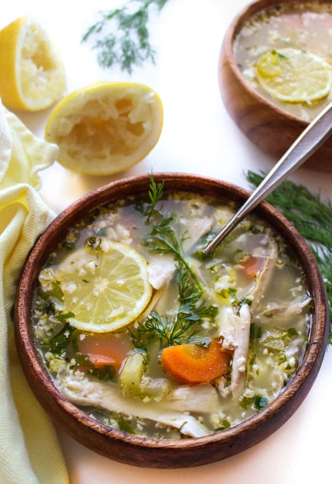 Lemon Chicken Soup with Cauliflower Rice recipe